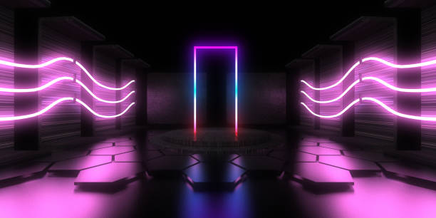 istock 3D abstract background with neon lights. neon tunnel  .space construction . .3d illustration 1337266331