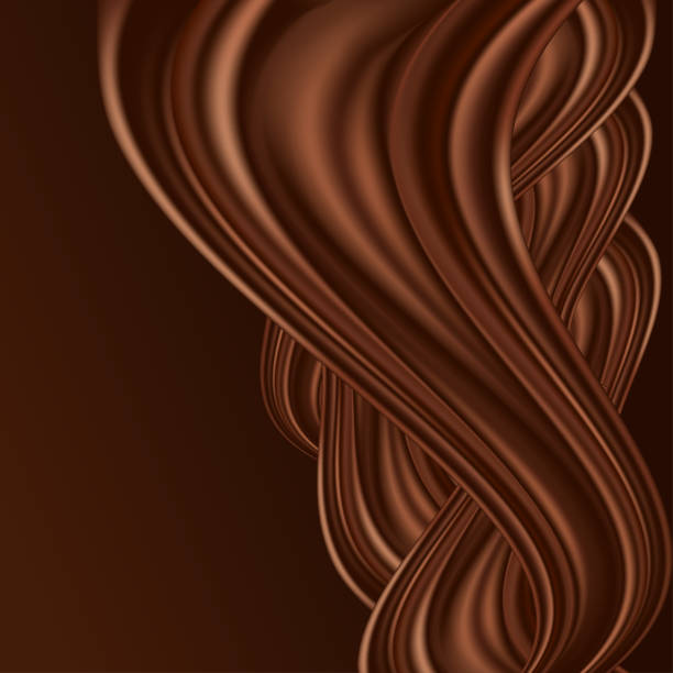 istock Chocolate wavy background. Twisted chocolate swirl  with smooth silk texture. Dark brown color flow. For poster or banner decoration. Vector illustration 1337266532