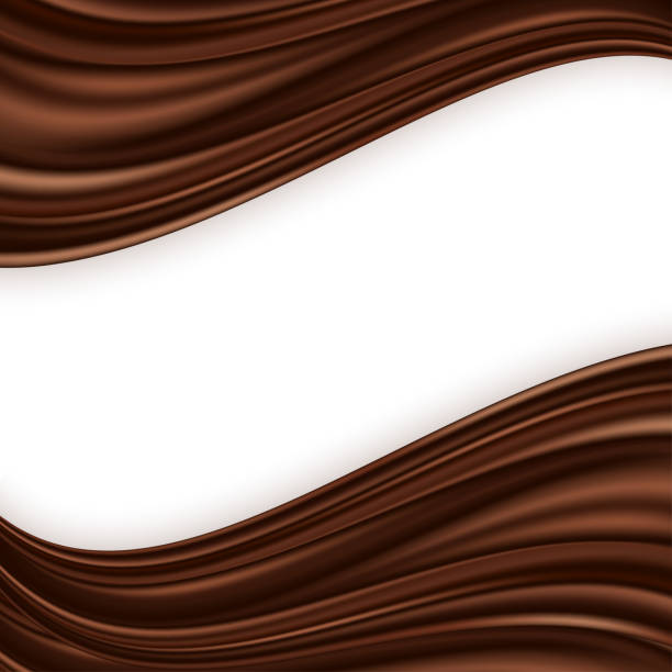 ilustraciones, imágenes clip art, dibujos animados e iconos de stock de fondo de remolino ondulado de chocolate. ondas de chocolate satinado marrón con flujo de color suave y textura de seda. ilustración vectorial - brown silk satin backgrounds