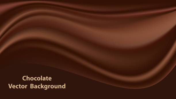 ilustraciones, imágenes clip art, dibujos animados e iconos de stock de ola de chocolate, fondo abstracto. ilustración vectorial - brown silk satin backgrounds