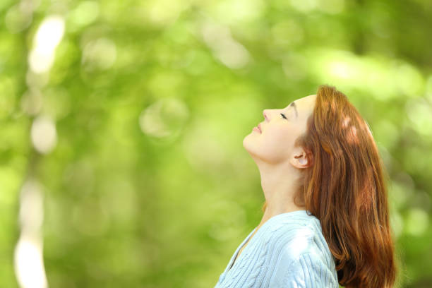 istock Redhead woman breathing fresh air in a forest 1337271576