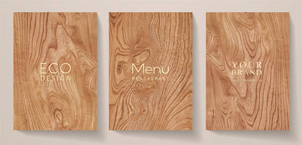 Wooden texture set (collection). Natural eco vector background with brown wood pattern Backdrop for cover template, menu board, parquet flooring design, surface brochure cover illustrations stock illustrations