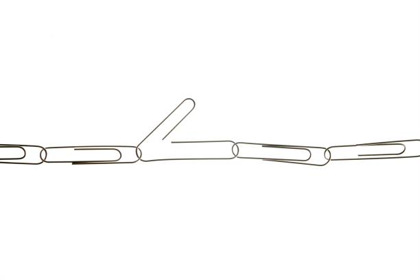 Stainless steel office clips open chain isolated on white