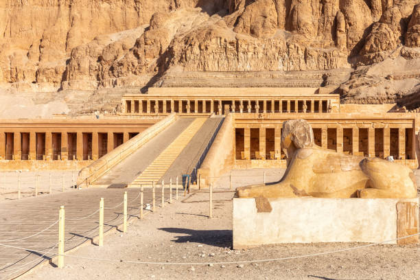 Sphinx Statue by the Hatshepsut Temple of Luxor, Egypt Sphinx Statue by the Hatshepsut Temple of Luxor, Egypt. queen hatshepsut stock pictures, royalty-free photos & images