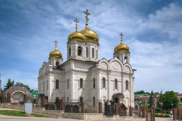 Spassky Cathedral of Pyatigorsk, Russia Spassky Cathedral in Pyatigorsk city center, Russia stavropol stavropol krai stock pictures, royalty-free photos & images