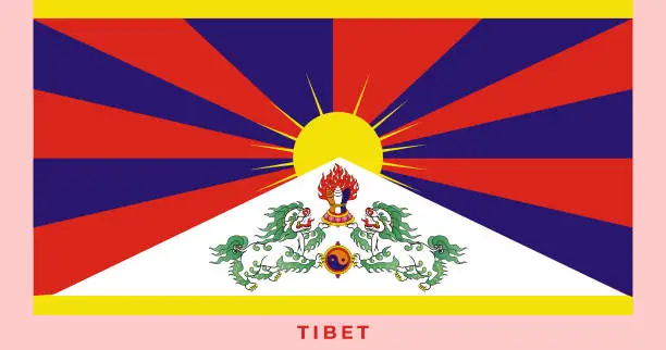 Vector illustration of The national flag of Tibet Flag. Vector illustration of Tibet Flag, Vector of Tibet flag.