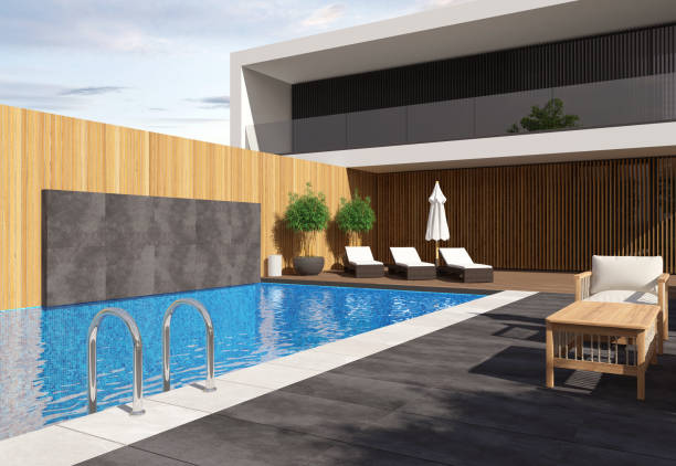 istock Modern Luxurious Villa with garden and swimming pool. 1337292264