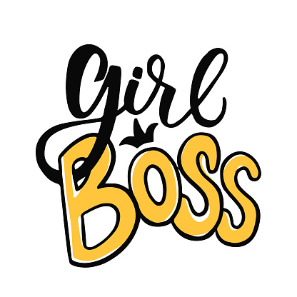 Girl Boss. Vector design typography. Girl Boss vector poster. Calligraphy brush isolated on white background. Feminism slogan with hand drawn lettering. Print for poster, postcard