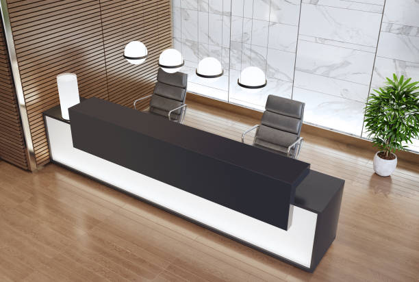 Modern Offices lobby interior area with long reception desk Modern and luxurious Offices lobby interior area with long reception desk.
3d rendering gold desk lamp stock pictures, royalty-free photos & images