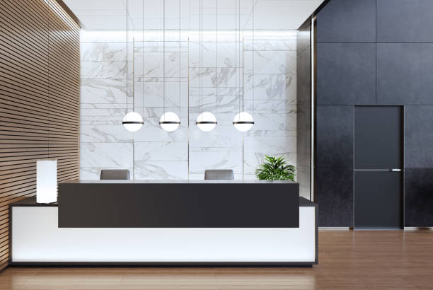 Modern Offices lobby interior area with long reception desk Modern and luxurious Offices lobby interior area with long reception desk.
3d rendering gold desk lamp stock pictures, royalty-free photos & images