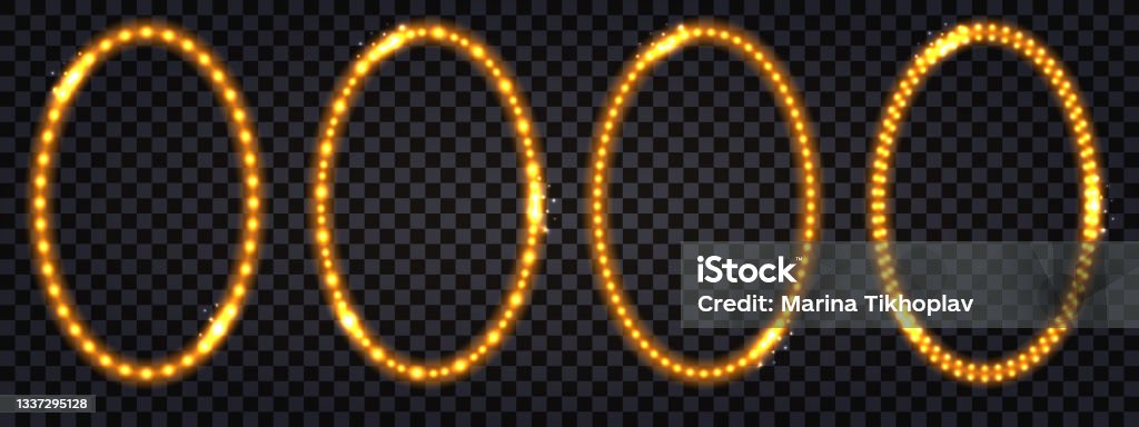 Golden Led Effect Golden Led Light Frames With Neon Glow Light Luminous Gold Borders Oval ...