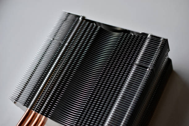 istock Silver aluminum CPU radiator with copper cooling tubes close-up 1337296107