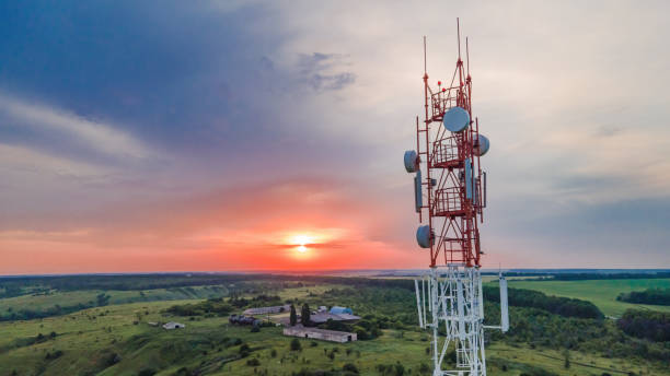 istock Telecommunication tower Antenna at sunset 1337301153