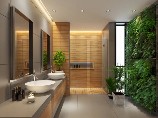 istock Modern minimalist spa bathroom 1337302640