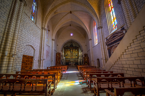 September 16, 2018 - Artajona, Spain: Artajona Church interior, medieval village, Navarra, Spain