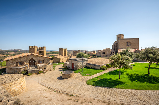 September 16, 2018 - Artajona, Spain: View of artajona citadel, Navarra province, Spain