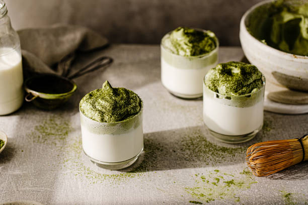 istock Delicious Dalgona matcha latte glasses 1337307107