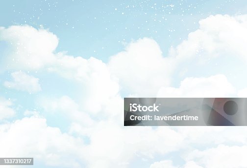 istock Angelic heaven clouds vector design blue background. 1337310217
