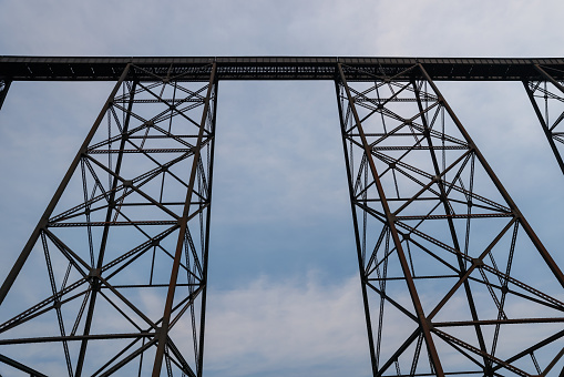 Close up of the steel truss of the Lethbridge High Level Viaduct