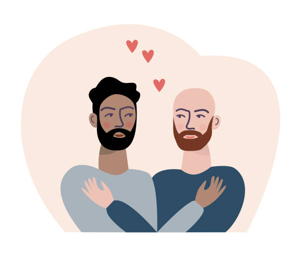 Gay couple in love. Homosexual relationship. LGBT Community. Gay couple in love. Homosexual relationship. LGBT Community. gay males stock illustrations