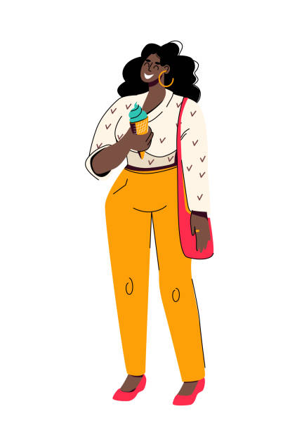 29 Black Woman Eating Ice Cream Illustrations & Clip Art - iStock | Cotton  candy