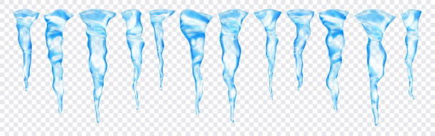 illustrazioni stock, clip art, cartoni animati e icone di tendenza di set di ghiaccioli traslucidi - icicle ice backgrounds melting