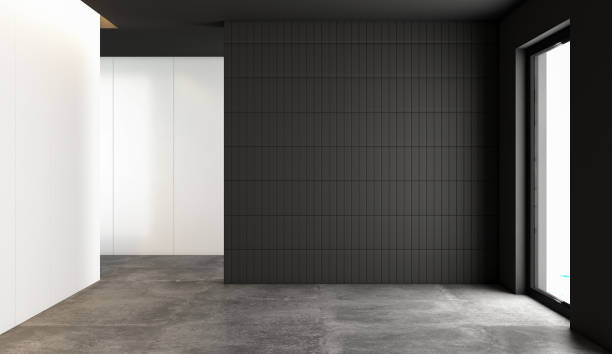 istock Dark minimalist home interior without furniture 1337314856