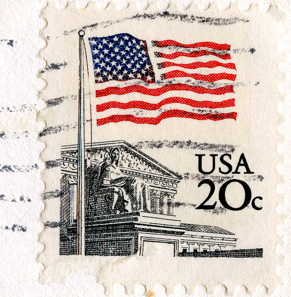istock United States Flag On Pole Postage Stamp 133731613