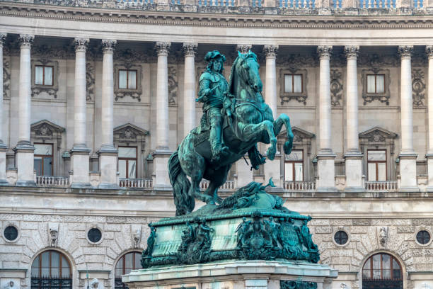 Vienna, Austria - May 29, 2020: Decorative dome of St. Michael's Wing of the Hofburg Palace in Vienna, Austria.