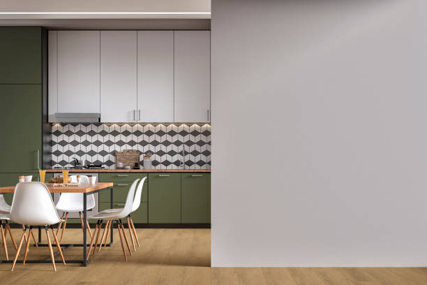 istock Modern kitchen and dining room 70's retro style 1337321010