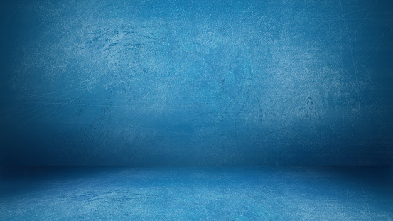 Azul claro Grunge Cement Wall Studio Room Space Plantilla de fondo de producto photo