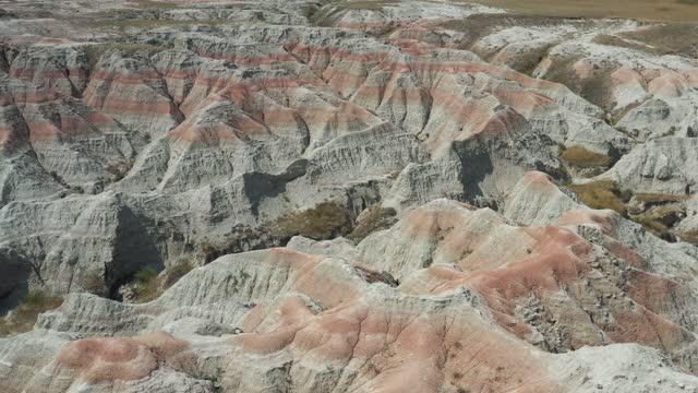 Colorful Rock Formations in Western United States Badlands (Aerial 4K Drone Video)