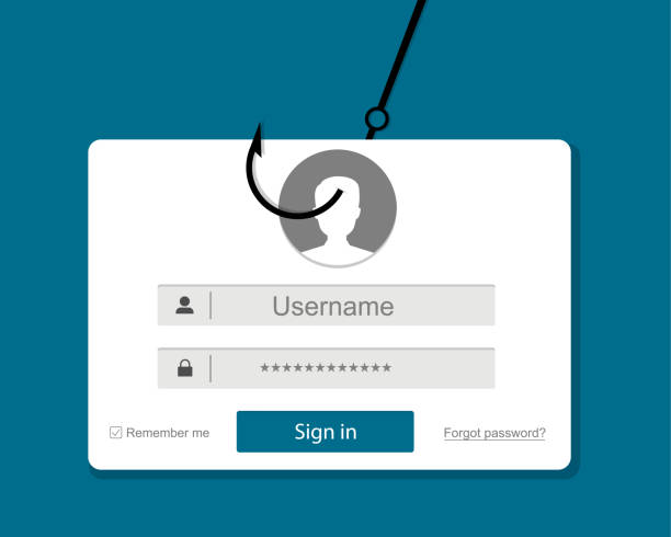 istock Login into account and fishing hook. Internet phishing, hacked login and password. Computer netwrok and internet security concept. Anti virus, spyware, malware. illustration in flat style 1337329703