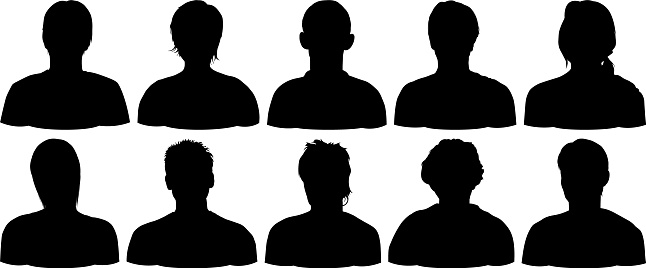 Highly detailed head silhouettes.