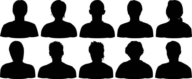 Highly Detailed Heads Highly detailed head silhouettes. unrecognizable person stock illustrations