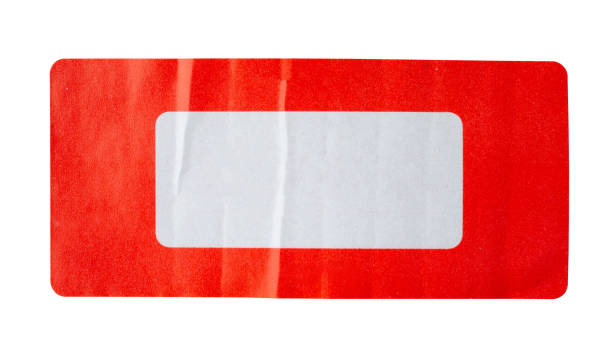 istock Red paper sticker label isolated on white background 1337335398