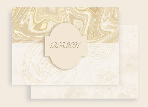 ilustrações de stock, clip art, desenhos animados e ícones de decorative beige wedding invitation - brown paper