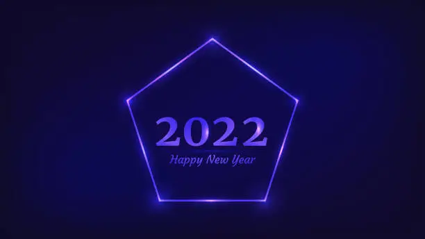 Vector illustration of 2022 Happy New Year neon background