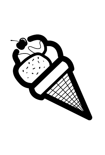 Ice Cream icon vector illustration in monochrome color. Icon for sign design or UI design for sweet food related business, street food, café chain store, Ice Cream stand. Ice Cream icon logo, app, UI.