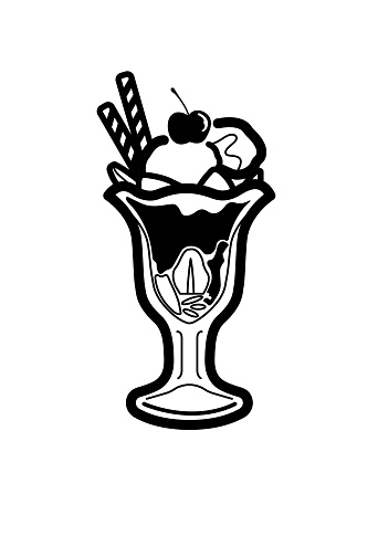 Ice Cream Parfait icon vector illustration in monochrome color. Icon for sign design or UI design for sweet food related business, pâtisserie, sweets shop, dessert shop, café. Ice Cream Parfait icon logo, app, UI.