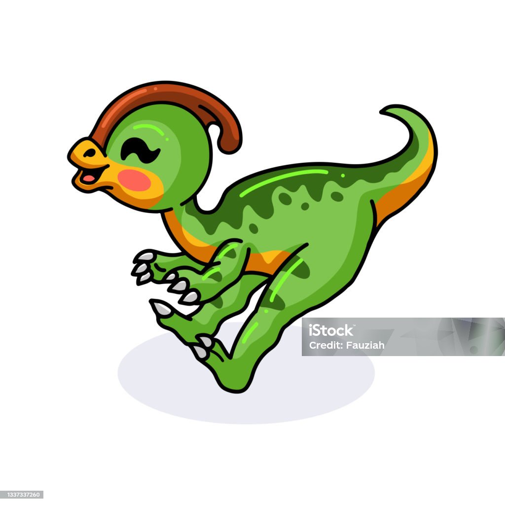 Cute Little Parasaurolophus Dinosaur Cartoon Jumping Stock Illustration -  Download Image Now - iStock