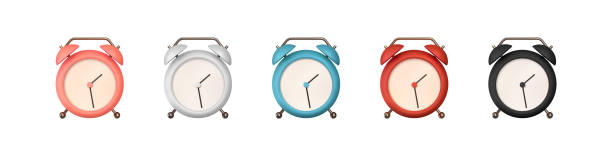 illustrations, cliparts, dessins animés et icônes de ensemble réaliste d’horloge de table - white background color image alarm clock deadline