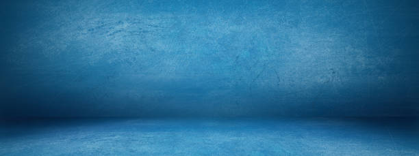 istock Blue Grunge Cement Wall Studio Room Space Product Background Template, Horizontal 1337340762