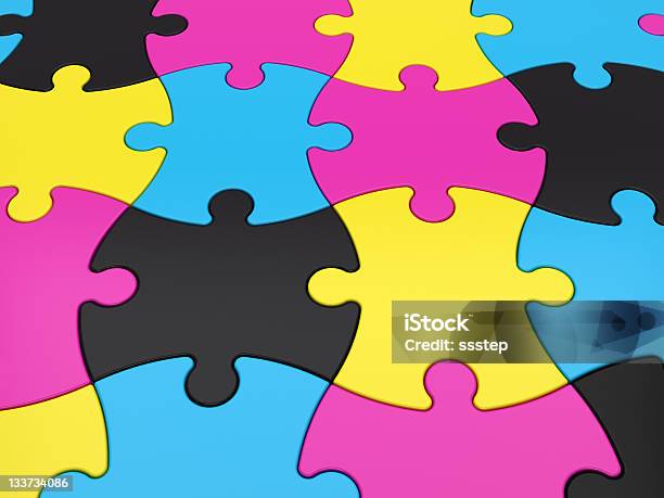 Puzzle Stücke Im Cmykfarbe Stockfoto und mehr Bilder von Druckerei - Druckerei, Ausdrucken, CMYK-Farbmodell