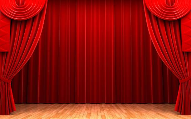 istock Red velvet curtain opening scene 133734285