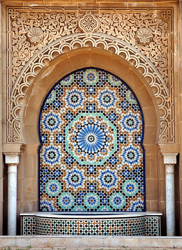 Beautiful handcrafted fountain in Morocco