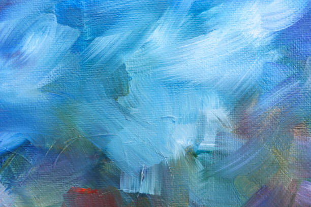istock Blue background with brush strokes on canvas, close-up 1337346524