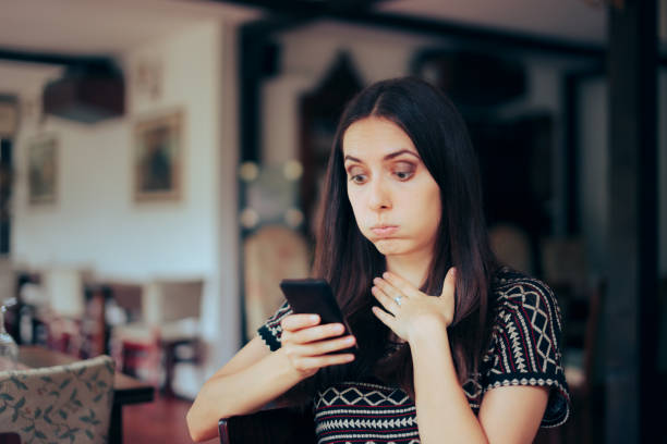 Woman Receiving an Unexpected Text Message
