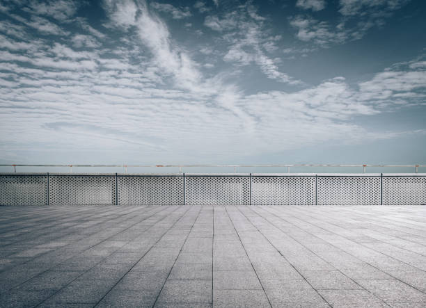 Overlooking the clear sky on the platform of the city park Overlooking the clear sky on the platform of the city park boundary stone stock pictures, royalty-free photos & images