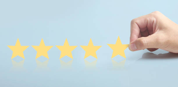 istock Rise on increasing five stars in human hand, Increase rating evaluation 1337358464